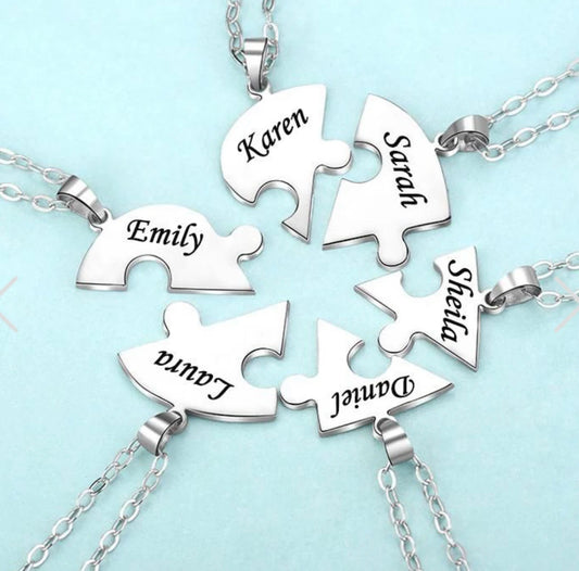 Personalized puzzle heart name pendant – symbol of connection & love
