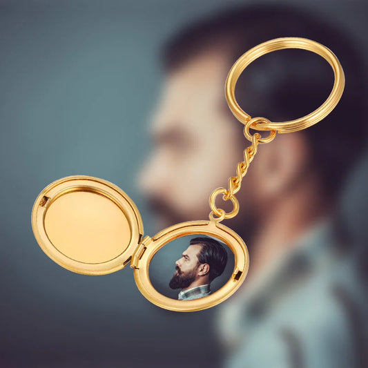 Personalized keychain with photo (inside) and engraving