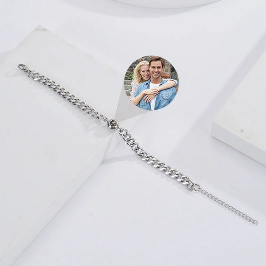 Personalized Photo Projection Bracelet – Titanium Steel Bracelet with Custom Photo for Men