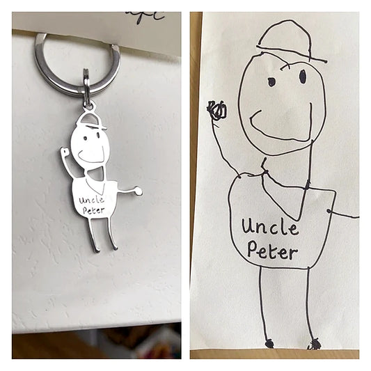 Children's drawing becomes a keychain – unique gift for or from children