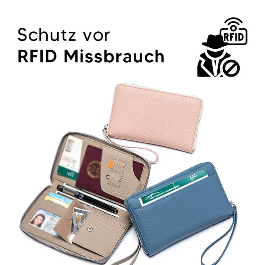Personalized passport wallet made of genuine leather – with name engraving and RFID protection