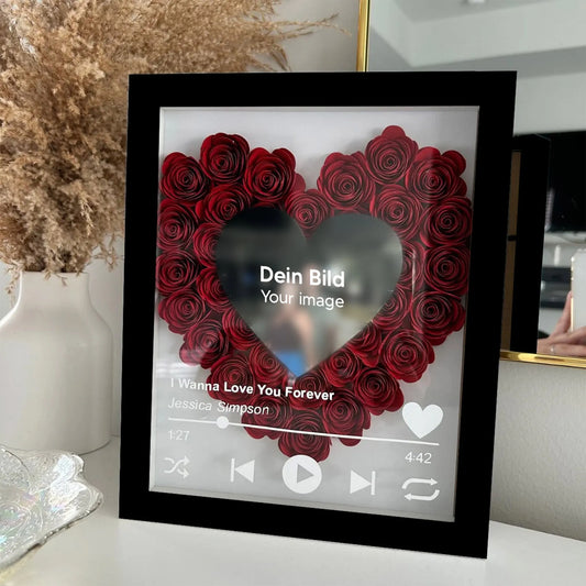 Personalized music picture frame with roses – unique gift for special moments