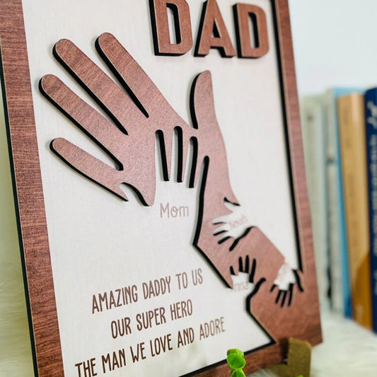 Personalized wooden decoration, gift for dad, gift for grandpa, individual child name