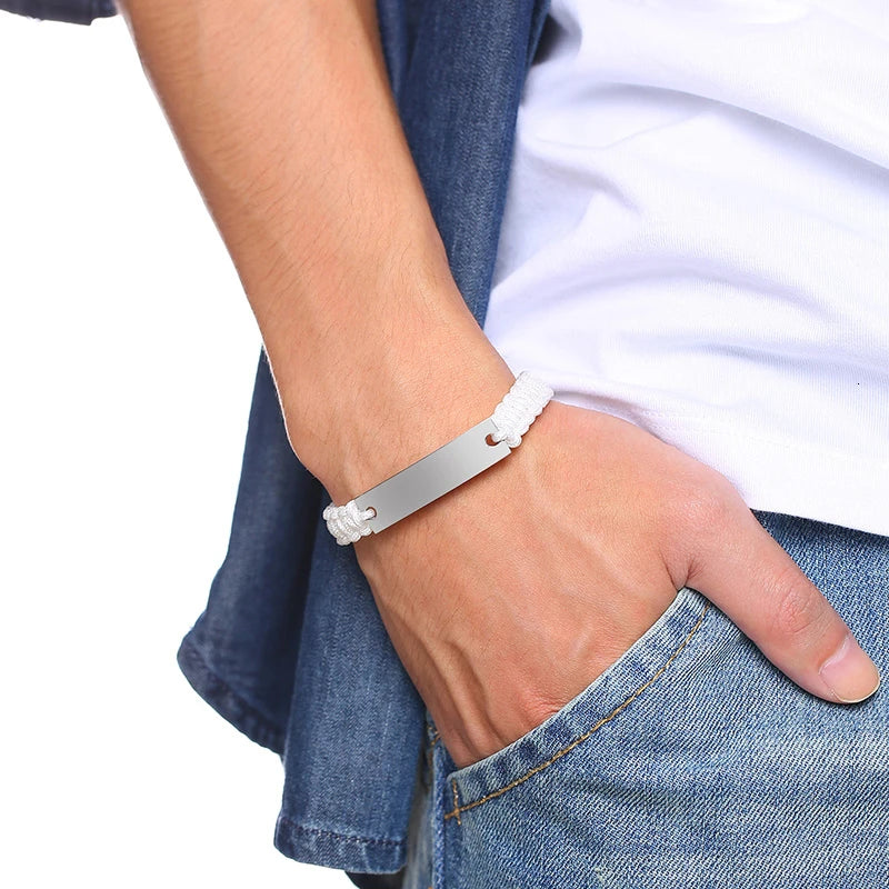 Rope chain bracelet with personalized name and adjustable length