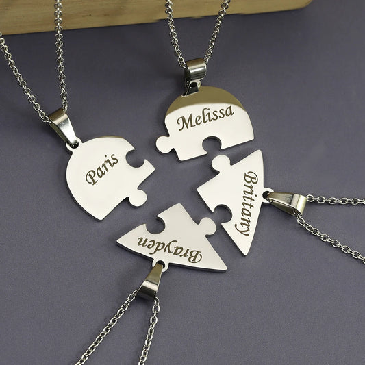 Personalisiertes Puzzle-Herz Namensanhänger – Symbol für Verbundenheit & Liebe