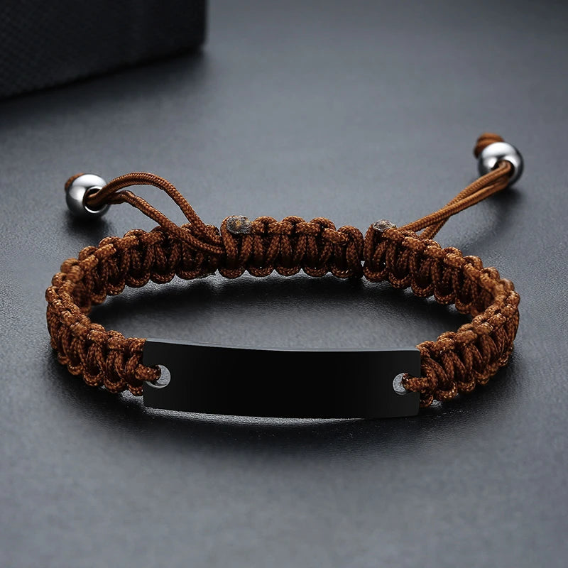 Rope chain bracelet with personalized name and adjustable length
