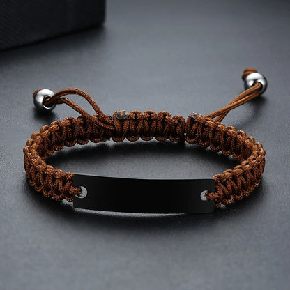 Rope chain bracelet with personalized name and adjustable length