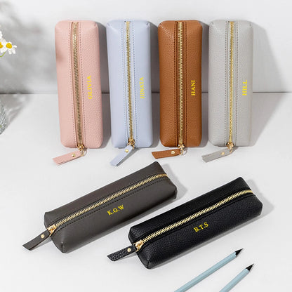 Personalized leather pen case – With name engraving – Stylish accessory for school, office or business