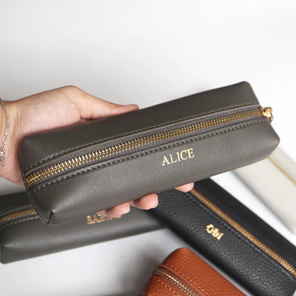 Personalized leather pen case – With name engraving – Stylish accessory for school, office or business