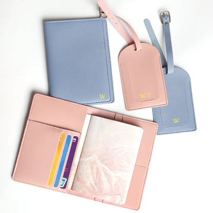 Personalized passport cover set – With name engraving – Stylish &amp; practical travel accessory