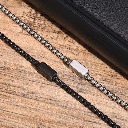 Personalisiertes Armband für Männer, Box-Chain-Stil aus Edelstahl