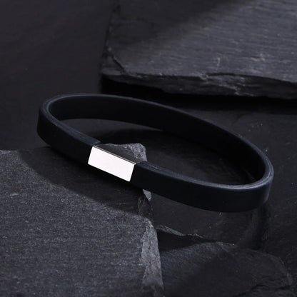Stainless steel and silicone sports bracelet for men, personalized name bracelet