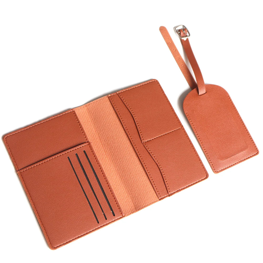 Personalized passport cover set – With name engraving – Stylish &amp; practical travel accessory