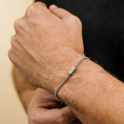 Personalisiertes Armband für Männer, Box-Chain-Stil aus Edelstahl