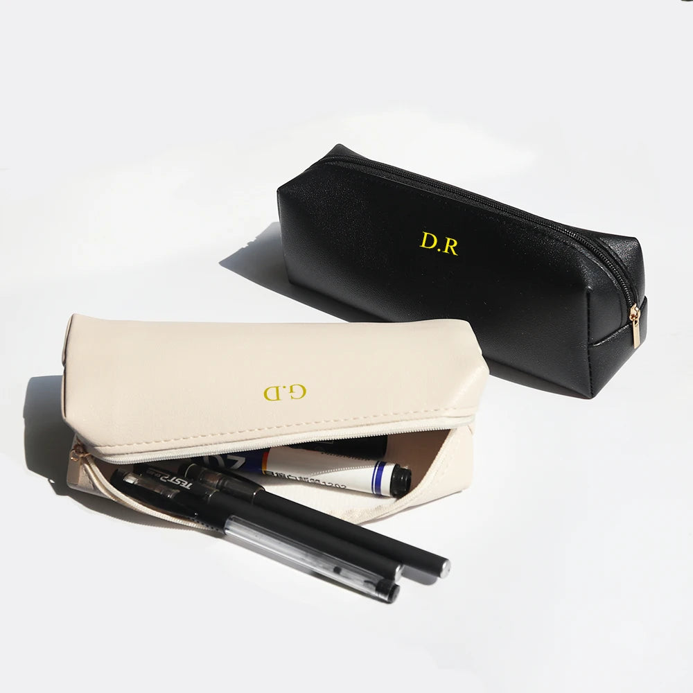 Personalized pencil case for office &amp; school – With name engraving – Stylish accessory for pens or makeup brushes