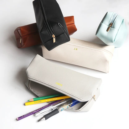 Personalized pencil case for office &amp; school – With name engraving – Stylish accessory for pens or makeup brushes
