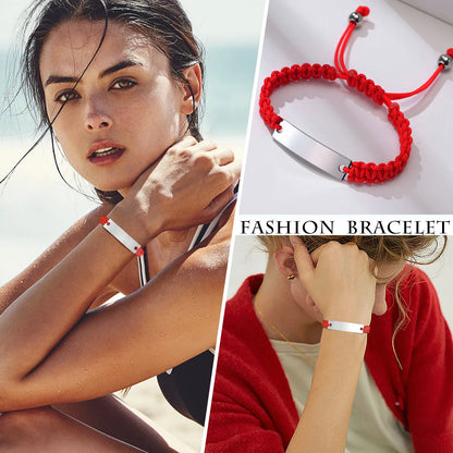 Rope chain bracelet with personalized name and adjustable length