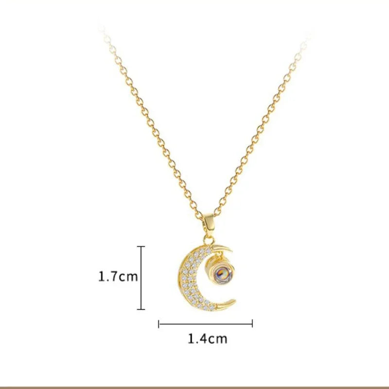 Personalized Photo Necklace with Crescent Moon Design – Individual Gift for Women