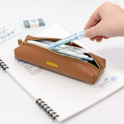 Personalized leather pen case – With name engraving – Stylish accessory for school, office or business
