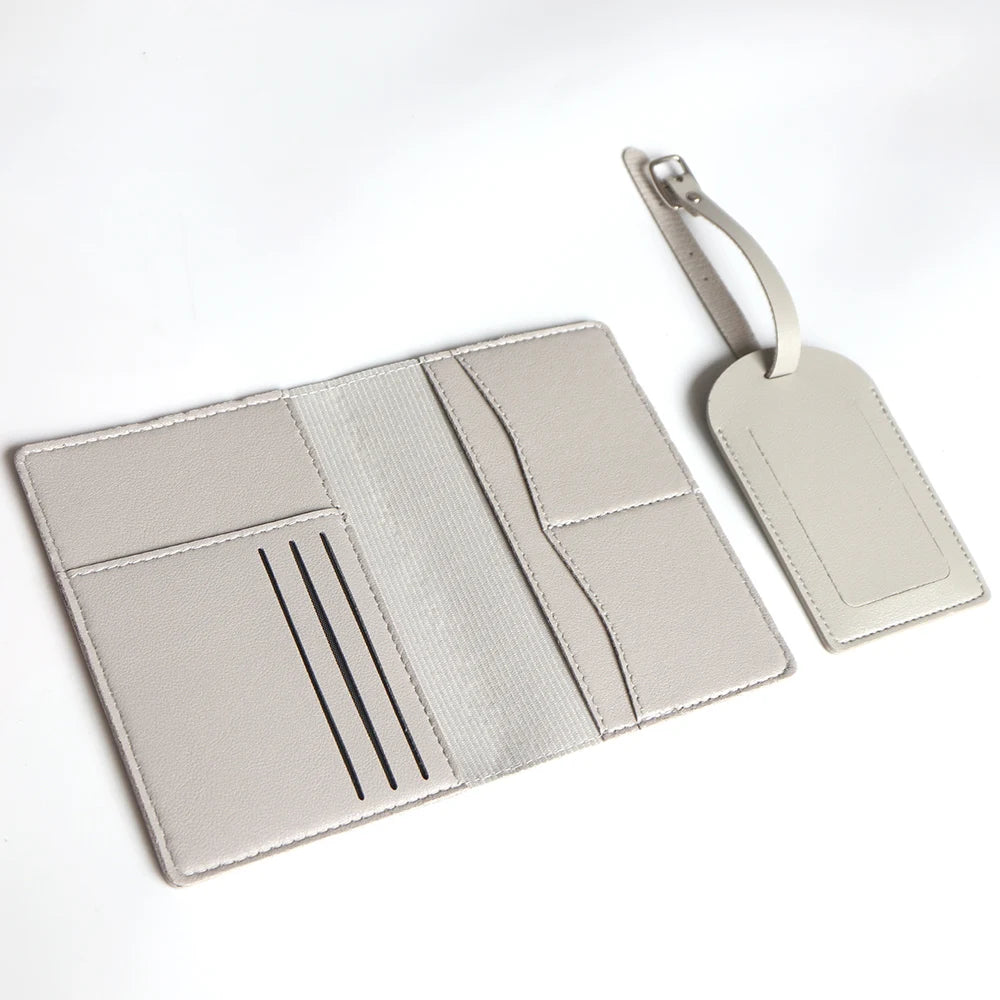 Personalized passport cover set – With name engraving – Stylish &amp; practical travel accessory