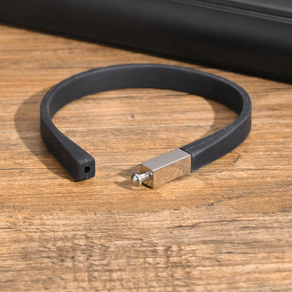 Stainless steel and silicone sports bracelet for men, personalized name bracelet