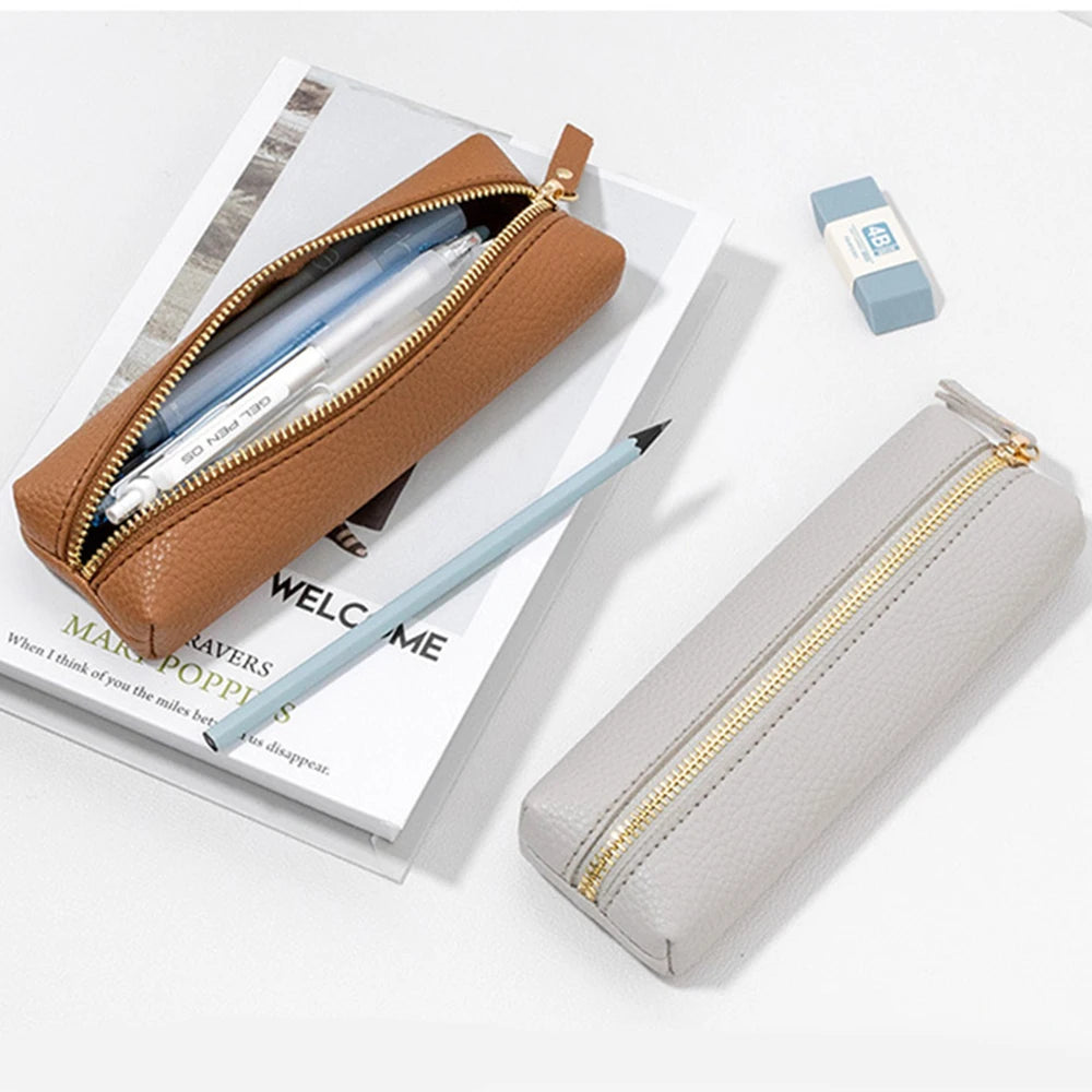 Personalized leather pen case – With name engraving – Stylish accessory for school, office or business