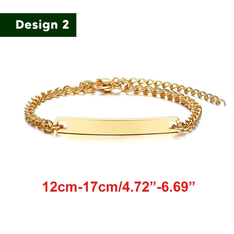 Bracelet for baby girls and boys, made of stainless steel, adjustable length with name engraving