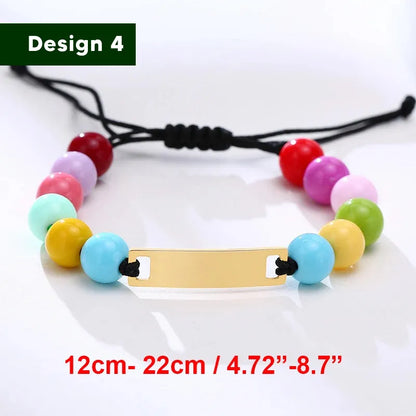 Bracelet for baby girls and boys, made of stainless steel, adjustable length with name engraving