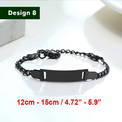 Bracelet for baby girls and boys, made of stainless steel, adjustable length with name engraving