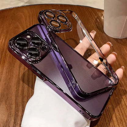 Personalisiertes iPhone-Hülle – Transparentes Soft-Cover, Chrom Rahmen mit Namensgravur
