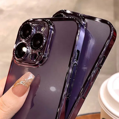 Personalisiertes iPhone-Hülle – Transparentes Soft-Cover, Chrom Rahmen mit Namensgravur
